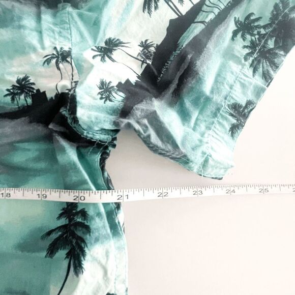 Billabong Mens Summer Shirt Button Down Short Sleeve Palm Print Green Large - Picture 5 of 7